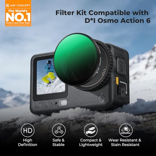 K&F CONCEPT CPL VND Effect Filter Kit for DJI Osmo Action 6 Snap on-3Pack VND+CPL+Black Diffusion 1/4