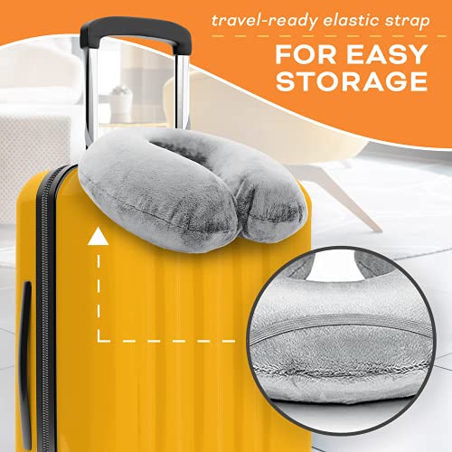 Travel Neck Pillow Washable Cover Comfortable Memory Foam Airplane Travel Accessories Essentials Plane Neck Support Pillow for Neck Pain Relief and Sleeping Grey