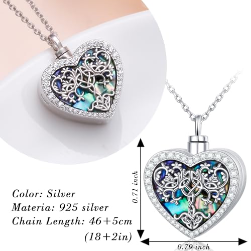DAOCHONG Celtic Tree of Life Urn Necklace for Ashes Heart Locket Jewelry Tree of Life Urn Necklaces