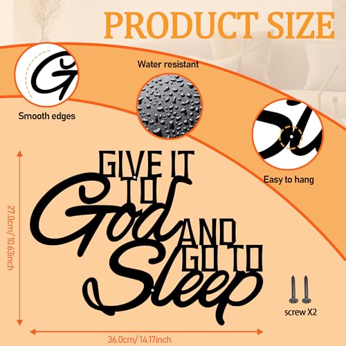 Give It To God And Go To Sleep Sign Wall Art Decor, Black Over Bed Decor