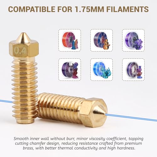 LALAGO 20-Piece Barss Nozzle Set for Cobra 3/Cobra S1, 3D Printer Nozzle Set for Anycubic Kobra 3, Kobra 3 Combo, Kobra S1, Kobra S1 Combo (8 x 0.4 mm + 3 x 0.2 mm + 3 x 0.6 mm + 3 x 0.8 mm + 3 x 1.0 Style: cobra 3 brass