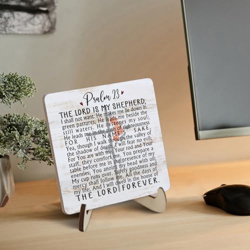 Psalm 23-The Lord is My Shepherd, Christian Quote Wood Plaque, Table & Desk Sign, Bible Verse Gift, Religious Home Decor