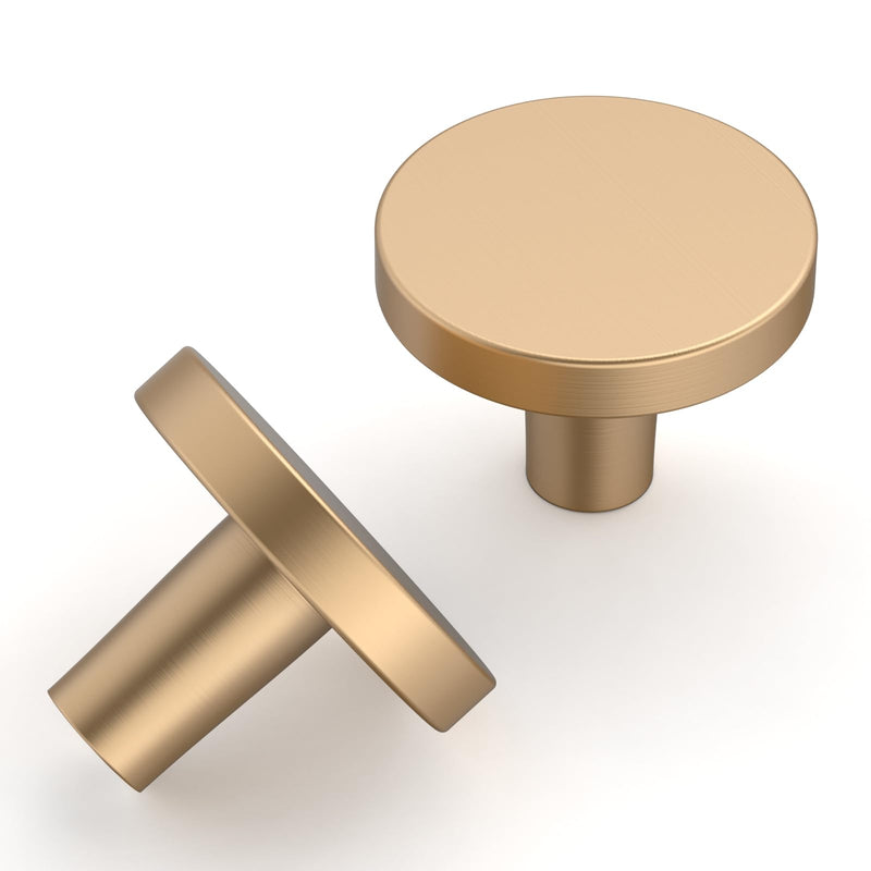 Amerdeco 10 Pack Dark Champagne Bronze Cabinet Knobs Single Hole Cabinet Pulls 1.18 Inch (30MM) Diameter Round Drawer Knobs and Pulls for Bathroom Cabinets K0021