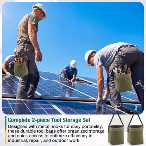 SilTriangle green square-bottom tool bags, 2-pack, with 2 inner pockets, 8 x 6.5 x 6.5 inches