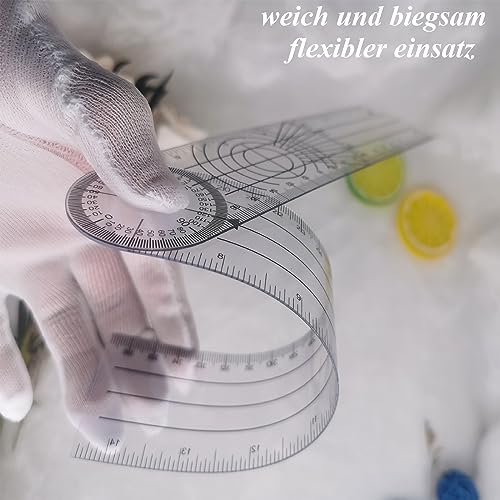Goniometer, 2 Pieces Protractor Physiotherapy, Protractor 360° Angle, Goniometer Physiotherapy, Protractor School, Transparent Joint Knife 38 cm, for Home Work, Sports Therapy