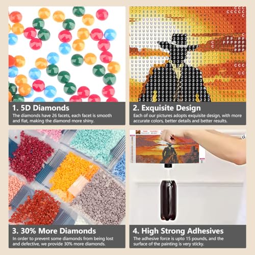 Domnpes Cowboy Diamond Art, Diamond Painting Kit for Adults