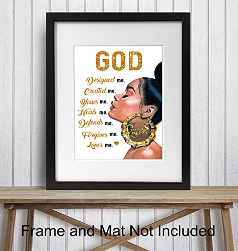 African American Art - Black Art - spiritual Religious Wall Decor - Black women - Inspiration Christian Gifts for Women, African Americans Black Girl - Christian Wall Decor- Faith God Wall Art & Decor 8"L x 10"W