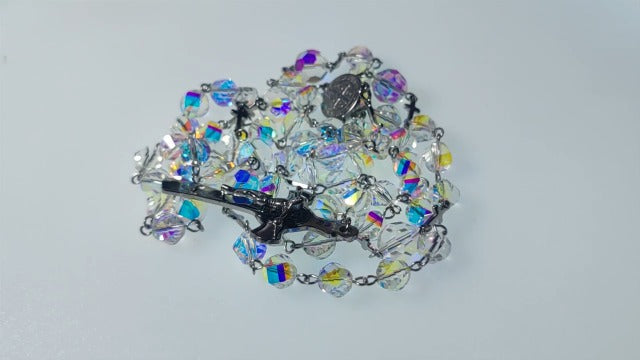 Premium Rosary Beads Chaplet Rotary Cutting Highly refractive Rhombus Artificial Crystal Glass Rosery Cross Catholic Gifts