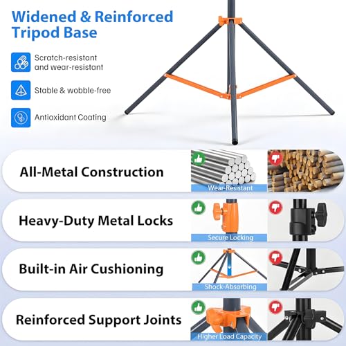 Light Stand Photography, 9.2ft/280cm Air-Cushioned Heavy Duty Tripod Stand Orange