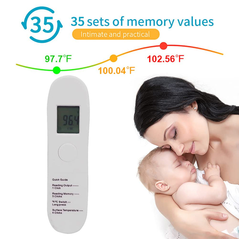 [Australia - AusPower] - No-Touch Forehead Thermometer, LCD Digital Infrared Thermometer for Adults Ultra-Sensitive Sensors, Large LED Digits, Quiet Vibration Feedback, Non Contact 