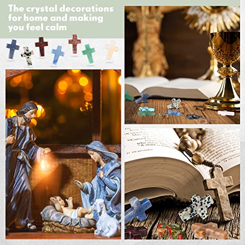 Nuenen 75 Pcs Cross Crystal Stone Bulk 1'' Cross Shaped Worry Stone,Elegant Elegant