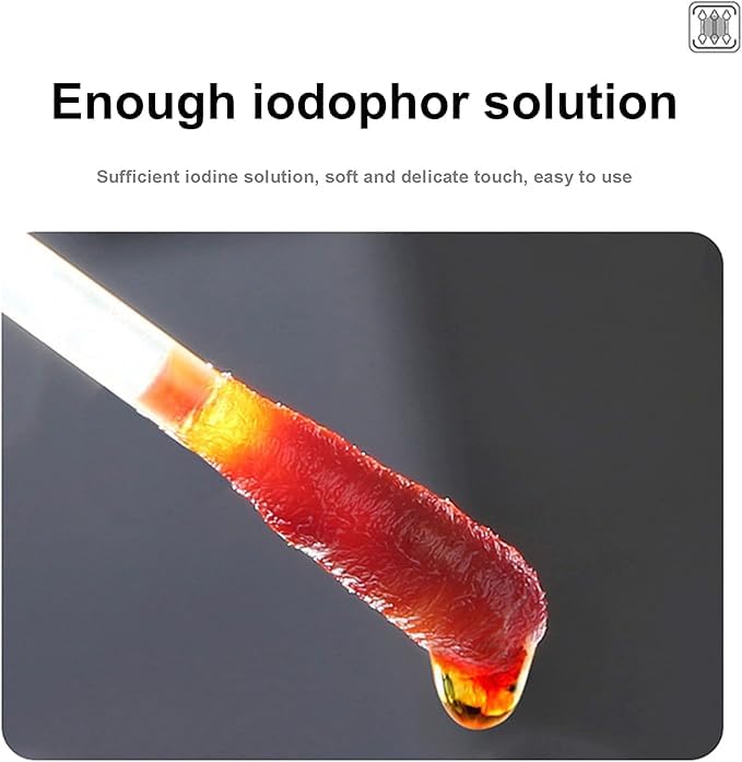 [Australia - AusPower] - First Aid Cotton Swabs with Povidone Iodine (50 Swabs) - Portable Skin Care, Includes Reusable PP Case | Travel, Home & Outdoor Use | Gentle for Adults & Kids 50 PCS 