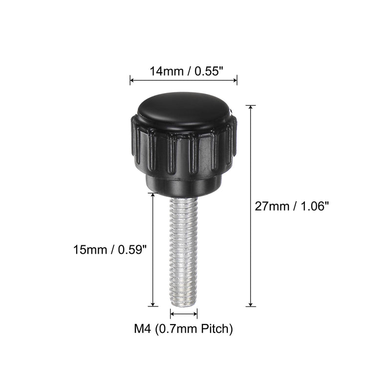[Australia - AusPower] - uxcell 100pcs M4 x 15mm Male Thread Knurled Knobs, Thumb Screws Clamping Knobs Grip Plastic Round Head Hand Knobs Thumbscrews, Black 100 