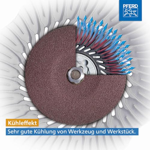 PFERD TOOLS COMBICLICK Fibre Disc Set, 9 Pieces, Corundum Diameter 125 mm, A36, 60, 80, 120 Including Support Plate, 42098001 - for Universal Applications with Angle Grinder Combiclick 125 Universal Fibre Disc Set 36-120