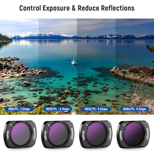NEEWER ND/PL Filter Set & 0.75X Wide Angle Lens Compatible with DJI Osmo Pocket 3 / Pocket 4 / Xtra Muse, ND8/PL ND16/PL ND32/PL ND64/PL Polarized Neutral Density Accessories, FL-B07 0.75X Wide Angle Lens&ND/PL
