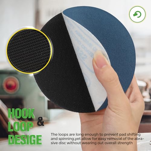 Sanding Disc 125 mm for Random Orbital Sander with 5/16"-24 Thread | Velcro Polishing Pad Replacement 5 Inch Grinder Support Pad for Grinding Machines Polishing Wood Metal (max. 12,000 rpm) 5"/125mm YELLOW