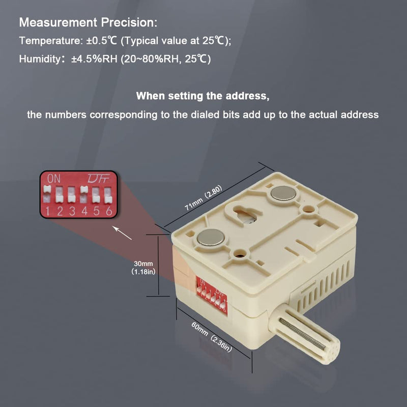 [Australia - AusPower] - Temperature and Humidity Sensor Combined Transducer with Modbus RS485, Industrial High Accuracy Monitoring Sensor RS485-S 