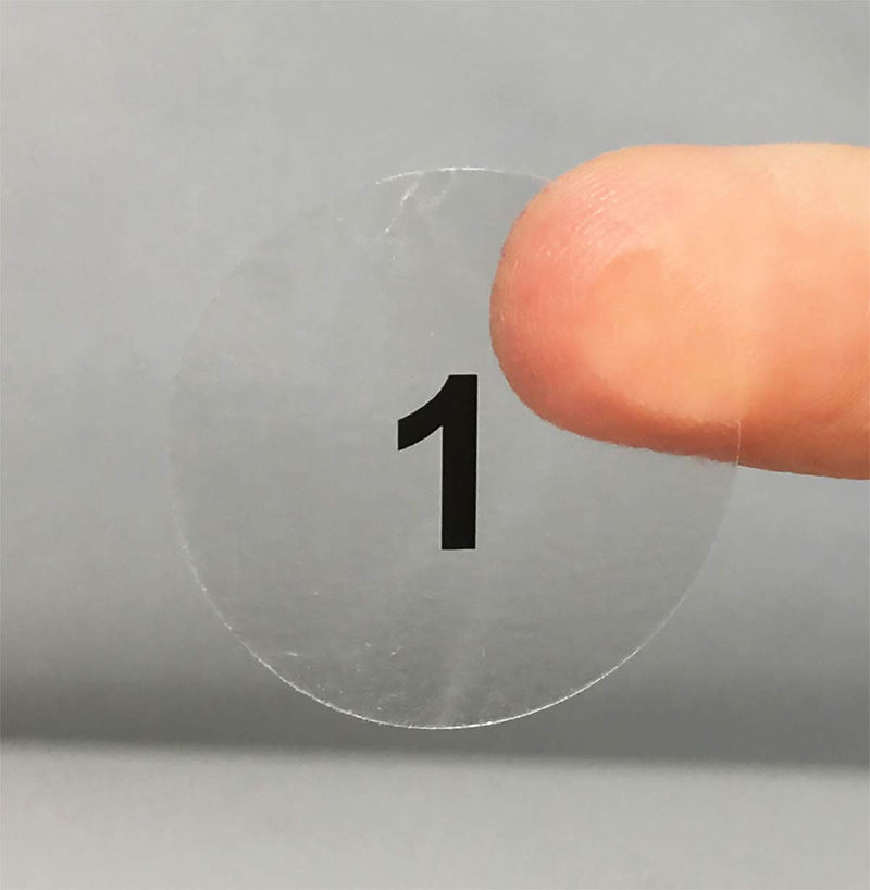Clear Consecutive Number Stickers 1-1,000 | 1" Inch Round
