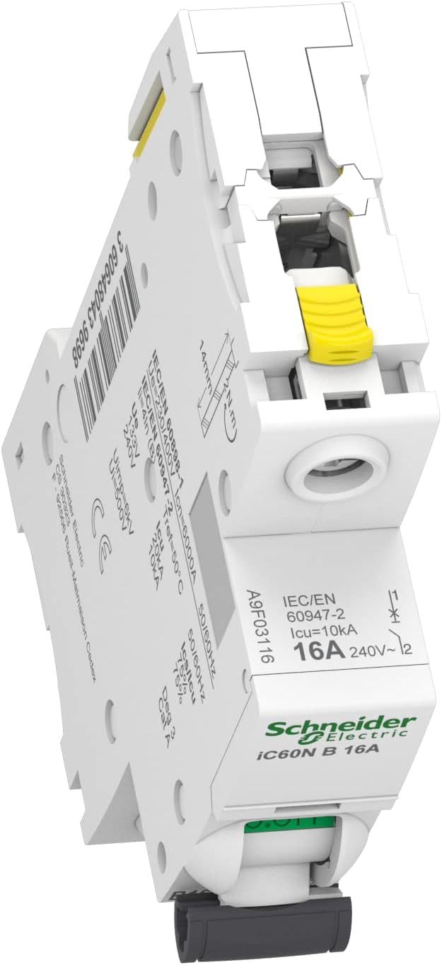 Schneider Electric Acti9 iC60N A9F03116 Circuit Breaker | 1-pin, 16A, B-characteristic, 10kA, 1 piece set of 1