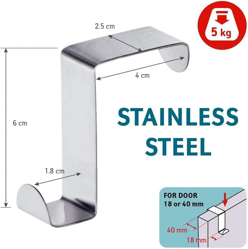 [Australia - AusPower] - Medi troia Pack of 4 Stainless Steel Reversible Over Door Cabinet Drawer Hooks Office Kitchen Towel Coat Hooks Rack (black) Black 