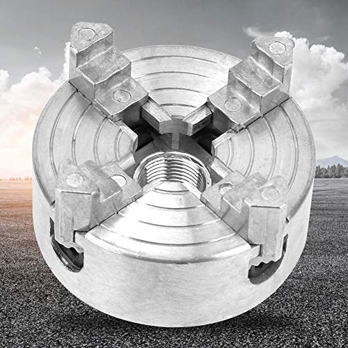 Z011A Zinc Alloy 4-Jaw Chuck Clamp Accessory for Mini Metal Lathe,with Large Clamping Range,Widely Used Wear-Resistant Compact Size Chuck