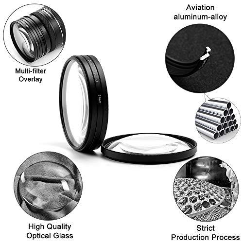 82mm Close-up Filter Kit 4 Pieces(+1,+2,+4,+10) Macro Filter Accessory Close-up Lens Filter Kit Set with Lens Filter Pouch for Canon Nikon Sony Pentax Olympus Fuji DSLR Camera+Lens Cap 82mm