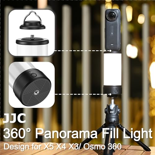 JJC 360° Light Attachment for Insta360 X6 X5 Osmo360 II,All Angle Lighting Black - 1 Pack