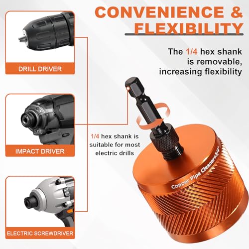 2 PCS Copper Pipe Cleaner Metal Pipe Cleaning Brush Set, 15mm & 22mm – Durable Efficient Versatile Rust & Paint Stain Removal Tool for Drill, Plumbing & DIY Projects