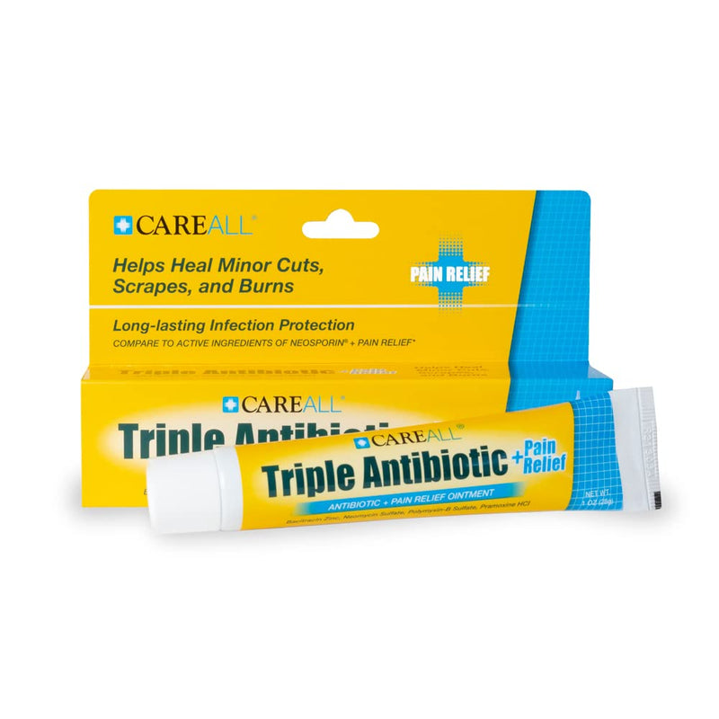 [Australia - AusPower] - CareAll Triple Antibiotic Ointment + Pain Relief 1.0 oz (4 Pack), Dual Action First Aid for Minor Scrapes, Cuts, and Burns to Help Prevent Infection While Providing Maximum Strength Pain Relief. 