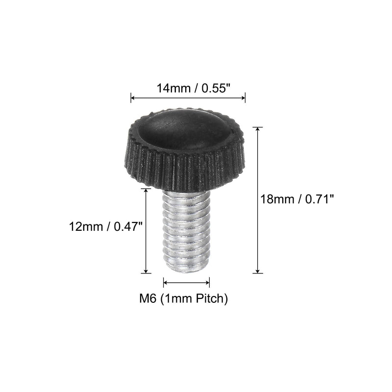 [Australia - AusPower] - uxcell 20pcs M6 x 12mm Male Thread Knurled Knobs, Thumb Screw Clamping Knobs Grip Plastic Handle Hand Knobs with Threaded Stud, Black 
