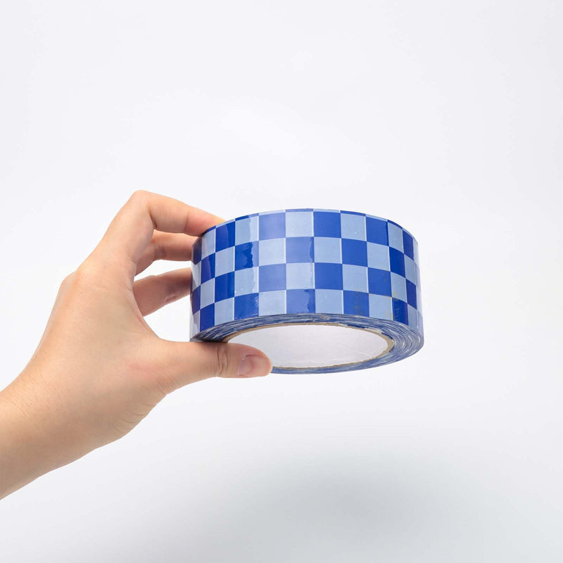 Checkered Flag Tape 1 Rolls Packing Tape Blue White Decorative Checkerboard Pattern Packaging Tape 1.89in x 328ft Duck Tape for Shipping Moving Sealing Scrapbook Box Decoration Blue & White Checkerboard