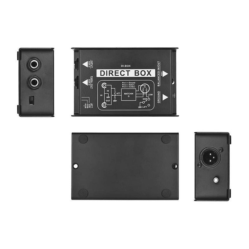 [Australia - AusPower] - Professional Single Channel Passive DI-Box Hum Eliminator Direct Injection Audio Box Balanced & Unbalance Signal Converter for Electric Guitar Bass Live Performance Direct Box 