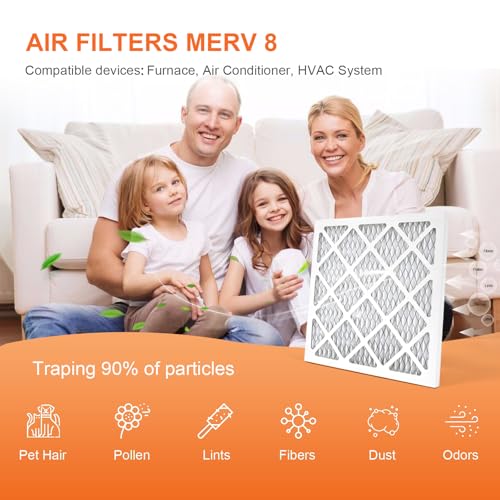 Anycore 14x14x1 furnace air filter 4-pack, MERV 8 pleated filters in white packaging