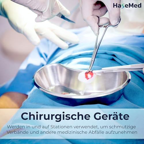 HaseMed Stainless Steel Kidney Bowl, 1 Piece, 250 x 130 x 30 mm, 600 ml, Shiny Silver, Rustproof, Autoclavable & Reusable, Instrument, Surgical & Hygiene Bowl for Clinic & Practice