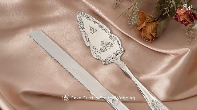 AW BRIDAL Wedding Cake Knife And Server Set, Vintage Cake Cutting Set for Wedding, Personalized Cake Cutter Wedding Gift Bridal Shower Gift Anniversary Engagement Gift For Couple