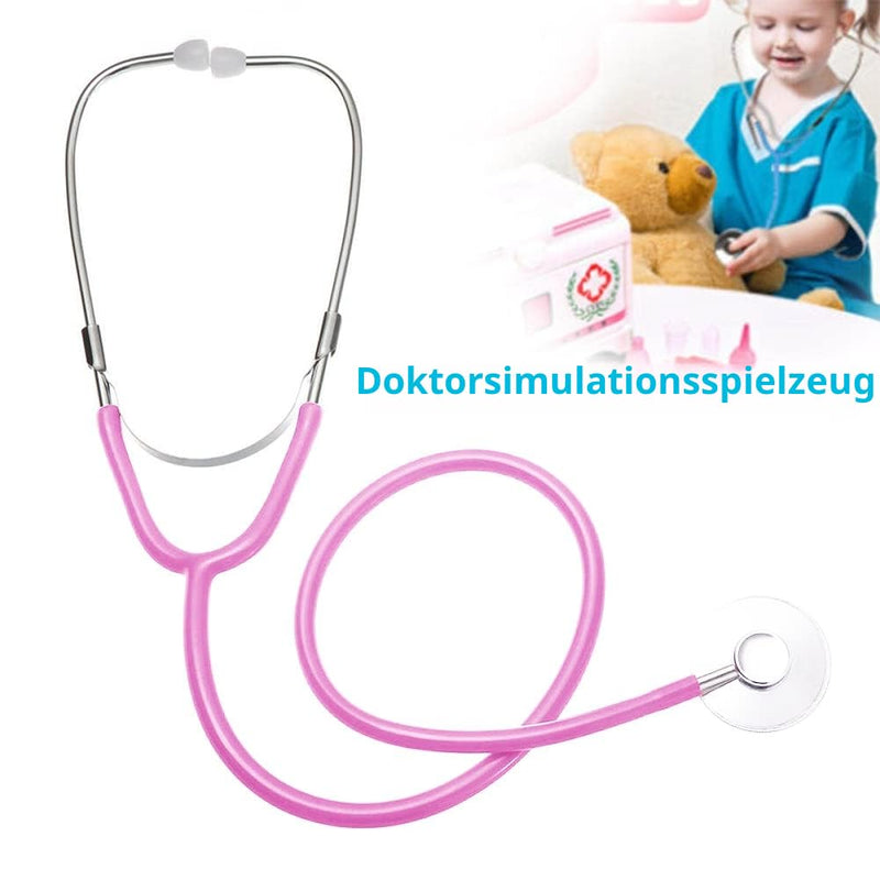 Children's Stethoscope, Metal Stethoscope, Children, Functional Double Head Stethoscope Toy, Analogue Metal Stethoscope, Amplifies Heart and Breathing Sound, for Medical Toy, Pink Tokaneit