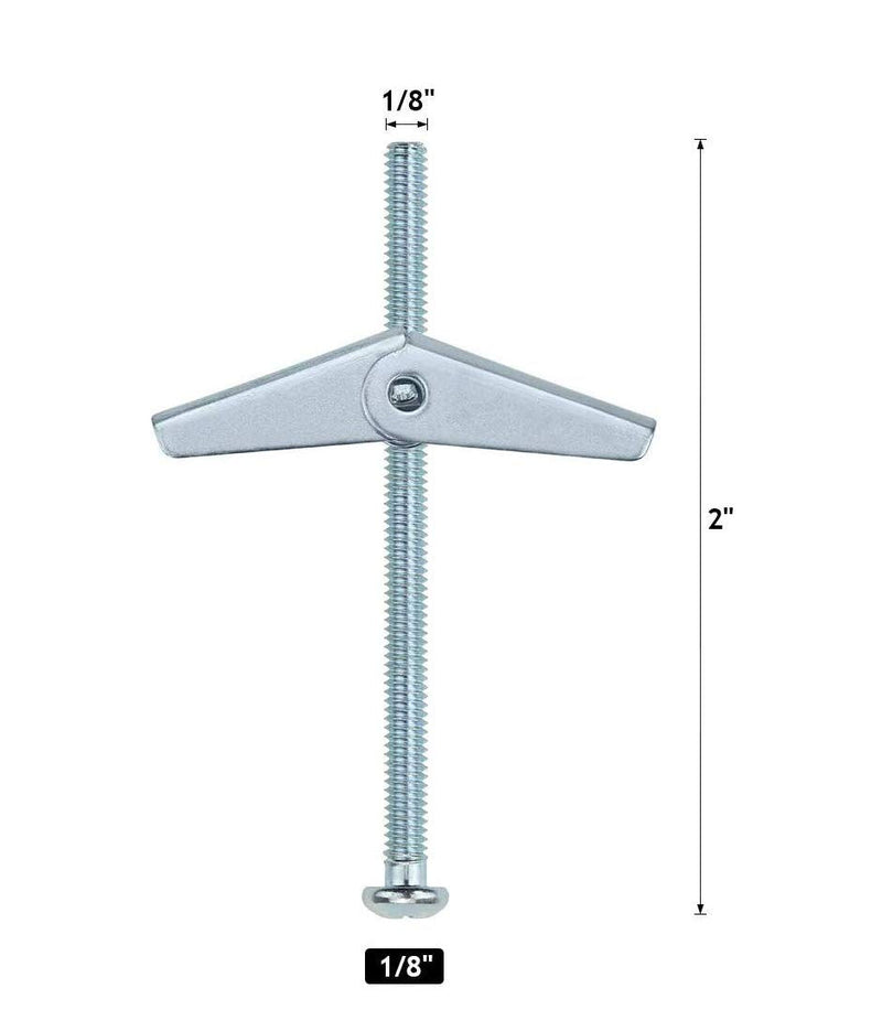 [Australia - AusPower] - 1/8X2-Inch Toggle Bolt and Wing Nut for Hanging Heavy Items on Drywall (50 Pack) 1/8x2inch-50pcs 