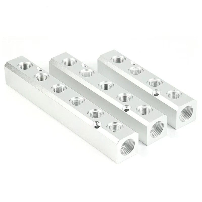 [Australia - AusPower] - 4 Way Pneumatic Manifold Air Distribution Block, G1/2 Supply Port, G1/4-Inch Output Port, Aluminum Alloy, 4 Way 6 Port 