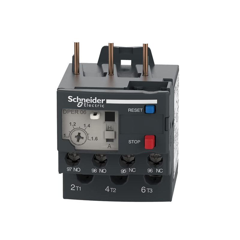 Schneider Electric DPER06 Easy TeSys Thermal Overload Relay with Manual/Automatic Reset, Screw Clamp Terminals | Used with Air Conditioner, Heat Pump, HVAC, AC Compressor and More, 1-1.6Amps 1-1.6A
