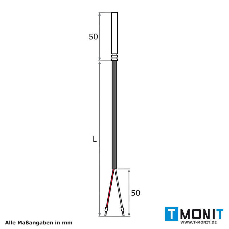 [Australia - AusPower] - Tmonit - PT1000 Temperature Sensor with Silicone Cable, up to 200 °C - Robust Cable Sensor for Industry, HVAC & Smart Home - Made in Germany 1,5m Silikon-Leitung 