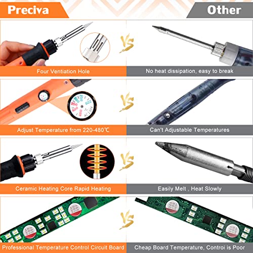 Pyrography Soldering Iron Set, Pyrography Piston Set, Temperature Adjustable 220~480 °C for Wood, Leather, Burning Iron, DIY Art Gift Set, Color Pencils, Leather Engraving Welding, Sculpture (Orange) CS52500