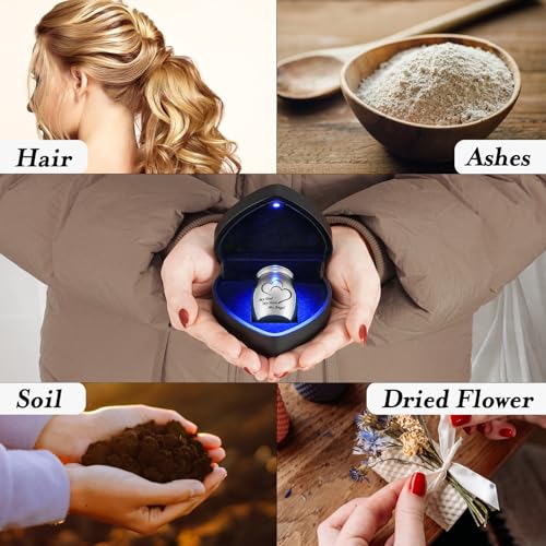 Dletay 1.57 Inches Small Cremation Keepsake Urns for Human Ashes with Heart Box Mini Cremation Urn Small Funeral Urns for Ashes Stainless Steel Funeral Urn-My Dad My Hero My Angel My Daddy-Heart Box