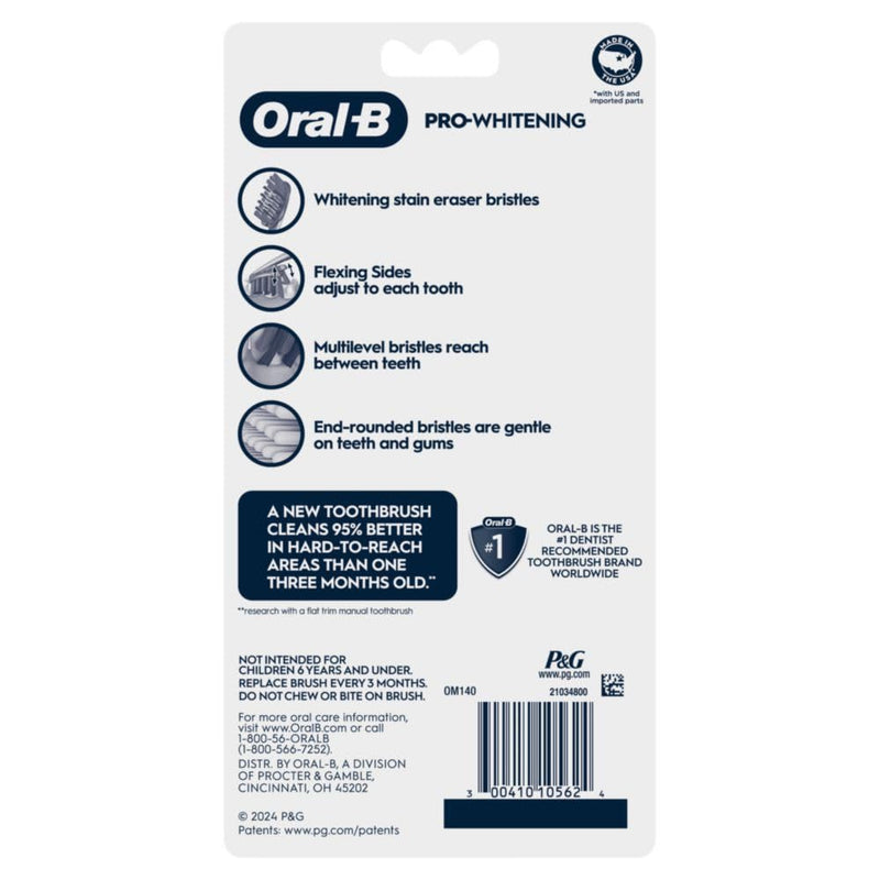 Oral-B 3D White Deep Stain Remover toothbrushes,Toothbrush Soft,Removes 90% of Surface Stains,whitens Teeth,deep Reach,removes Plaque and Stains Tooth Brush,6 Count (Pack of 2) Multicolor 6 Count (Pack of 2)