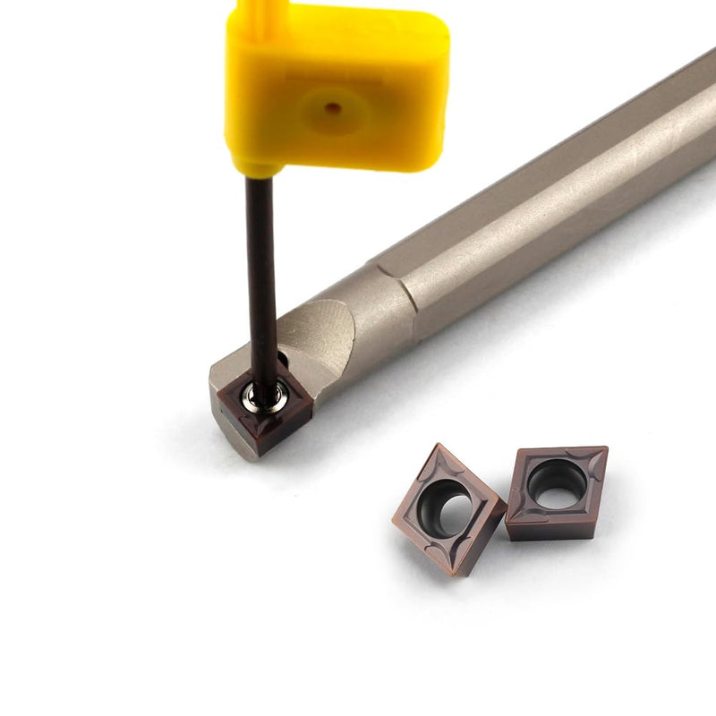 [Australia - AusPower] - 1/2" Lathe Internal Boring Bar, Right-Hand Sclcr Turning Tool Holder with 10 Pcs Indexable Carbide Turning Inserts CCMT09T304(CCMT32.5) 