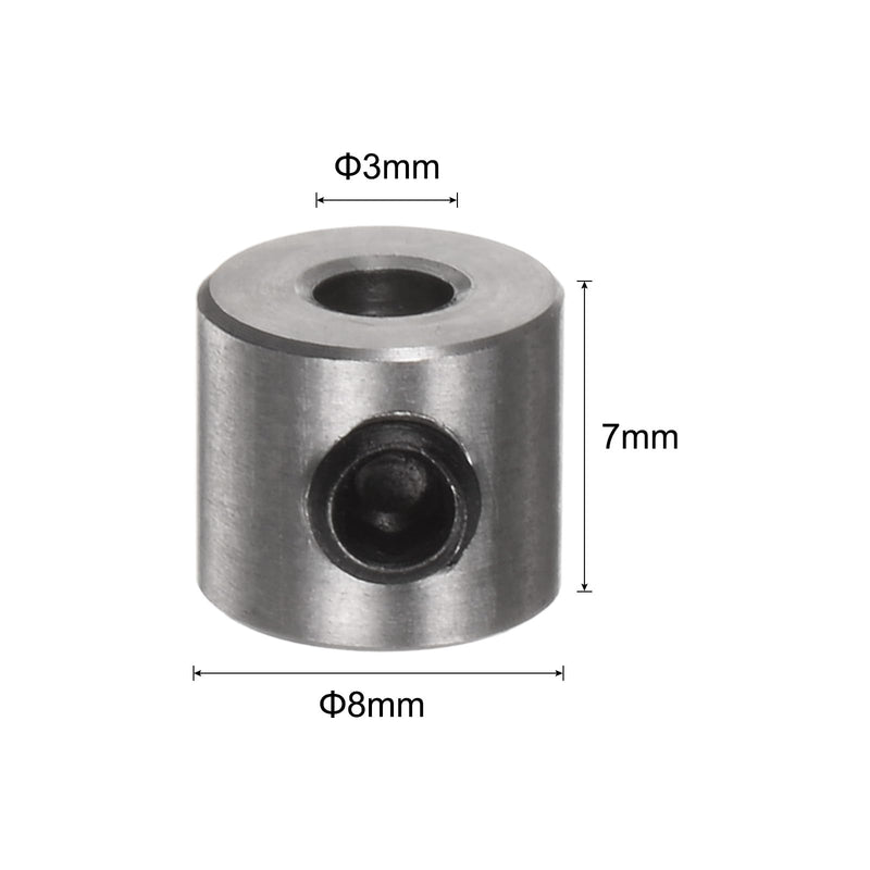 [Australia - AusPower] - uxcell 10pcs Set Screw Collars 3mm Bore Stainless Steel Shaft Collars, 8mm OD, 7mm Width, Landing Gear Stopper Wheel Collar 