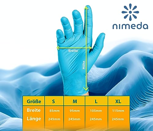 Kemes Disposable Gloves, Blue, Pack of 100, Nitrile Gloves, Latex-Free, Powder-Free, for Food, Medicine, Cosmetics and Household (M) M