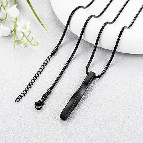 abooxiu Cremation Jewelry for Ashes Twist Ashes Necklace Urn Necklace for Ashes Cremation Necklace Stainless Steel Urn Pendant Memorial Keepsake for Women Men Black Non-engraving