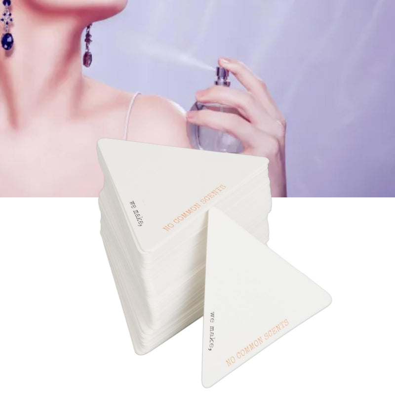 [Australia - AusPower] - 100pcs Perfume Test Strips Disposable Perfume Paper Strips Triangle Shape Perfume Test Strips Evaluation Fragrance Blotter Strips for Essential Oils Aromatherapy 55 X 50mm 