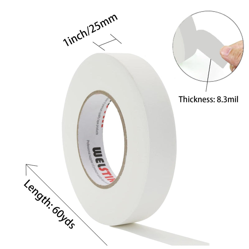 WELSTIK 1 Pack Gaffer Tape White,1" X 60 Yards-60 Yards Length-Suitable for DIY Projects, Heavy Duty Gaffer Floor Tape for Hockey Sticks,Wall Cracks, Bug Holes,Non-Reflective Easy to Rip