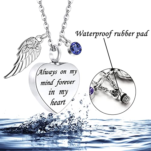 weikui 5 Pieces Cremation Urn Necklace Heart for Ashes Crystal Heart/Cross/Cylinder/Cubic Memorial Locket Stainless Steel Pendant Necklace for Women Men Keepsake 5 Piece Set - Blue